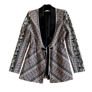 Alice + Olivia Women's Sz XS Lincoln Piped Drawstring Waist Blazer Dream Castle